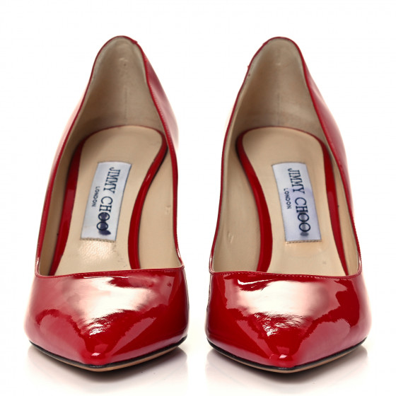 Jimmy Choo Beige Patent Leather Romy Pointed Toe Pumps Size