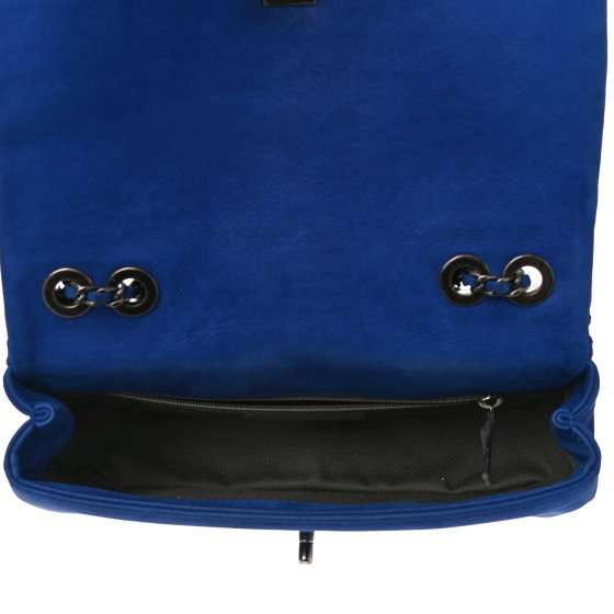 CHANEL Suede Diamond Embellished Medium Single Flap Blue