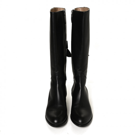 VALENTINO GARAVANI Calfskin Bow Lace Up Back Knee High Tall