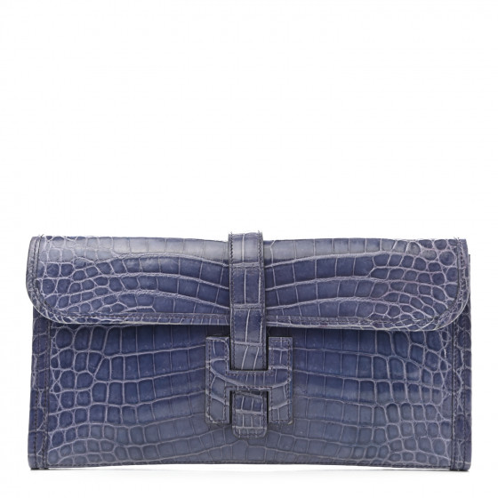 2025人気特価 Jige Crocodile Niloticus Shiny HERMES Elan Bleu Clutch 29 アクセサリー