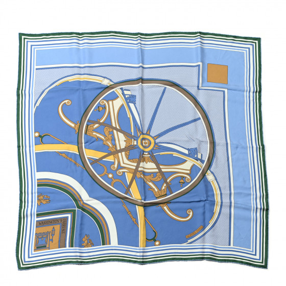 Silk Washington's Carriage Scarf カレ90 HERMES Washed Silk Washington's Carriage Scarf 90 975939