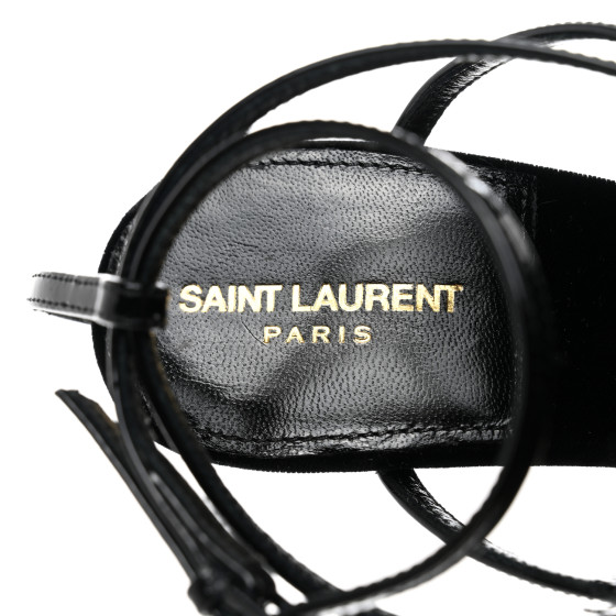 【中古】 La Boheme： Noir Shaper’sHal SAINT LAURENT Vernice Chiffon Tassel Embellished Pierre Pon