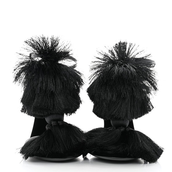 【中古】 La Boheme： Noir Shaper’sHal SAINT LAURENT Vernice Chiffon Tassel Embellished Pierre Pon