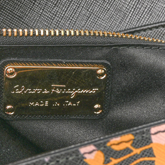 SALVATORE FERRAGAMO Hammered Calfskin Floral Printed Seila