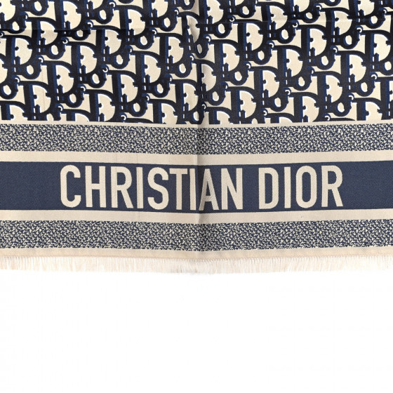CHRISTIAN DIOR Silk Oblique Scarf Blue 787392 | FASHIONPHILE