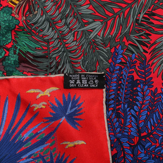 HERMES Silk Jardin A Sintra Scarf 90 Rouge Bleu Vert 786098