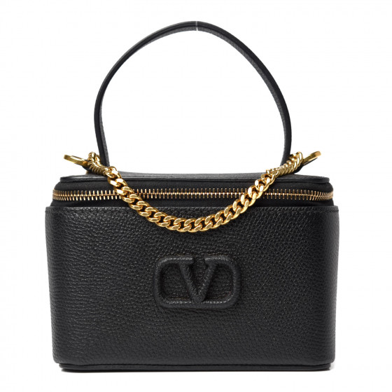 【関税＆送料込み】Valentino Garavani Vanity Bag Vain VLogo leather vanity bag in black - Valentino Garavani