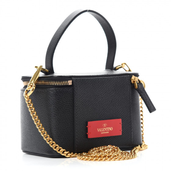 VALENTINO GARAVANI Grained Calfskin VSling Vanity Case Black