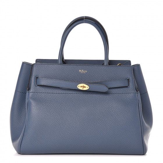 【関税負担】 MULBERRY BELTED BAYSWATER BAG MULBERRY Classic Grain Calfskin Belted Bayswater Tote Blue