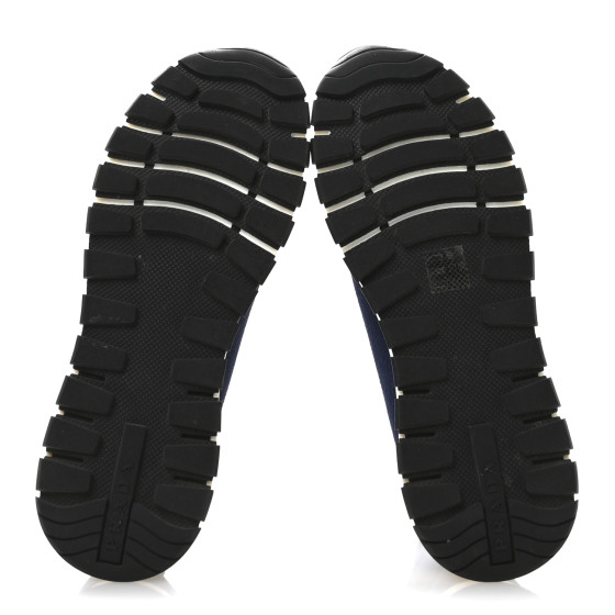 PRADA Knit Fabric Logo Sneakers 39 Navy 1704912 | FASHIONPHILE
