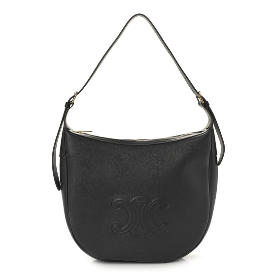 CELINE Calfskin Triomphe Heloise Shoulder Bag Slate Grey