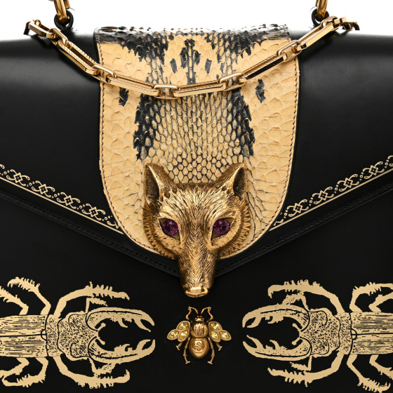 Beetle34様 ご購入予定品 GUCCI Glossy Calfskin Snakeskin Beetle Print Large Fox