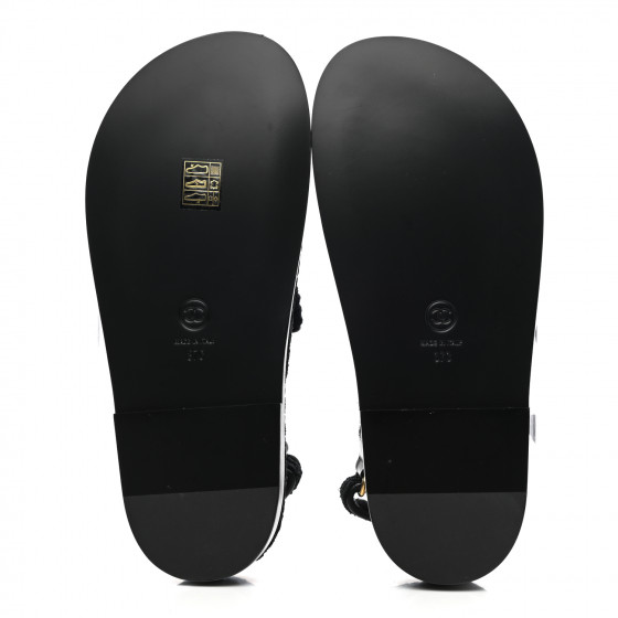 [CHANEL]★Crochet Velcro Sandals★Black 240 CHANEL Crochet CC Mules Sandals 37 Black 1464209 | FASHIONPHILE