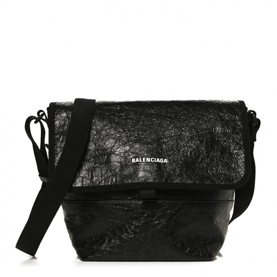 BALENCIAGA Agneau Arena Small Explorer Messenger Bag Black
