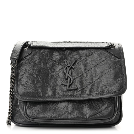 SAINT LAURENT Crinkled Calfskin Matelasse Monogram Baby Niki