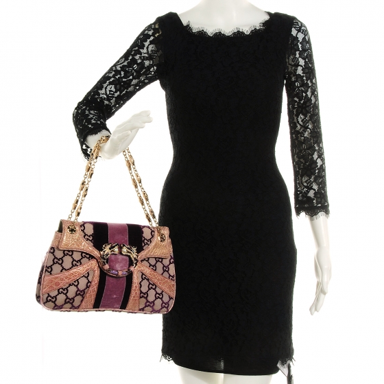 GUCCI Monogram Tom Ford Crocodile Jeweled Dragon Flap Bag