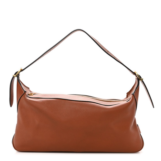 CELINE Supple Calfskin Medium Romy Shoulder Bag Tan 1257145