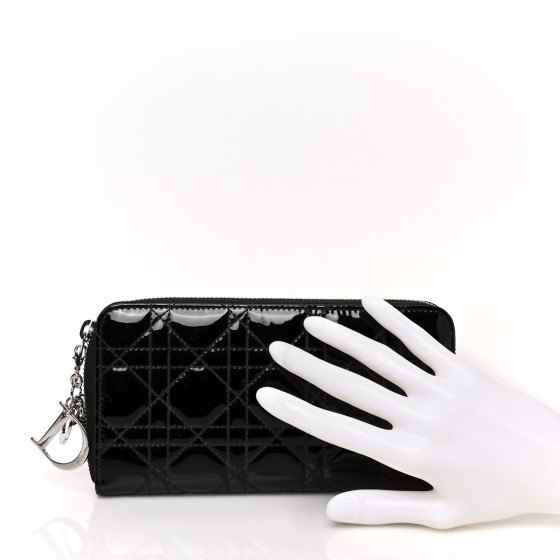 バッグ Dior wallet Dior Coin Case Wallet Leather Black L-shaped Zipper Pocket