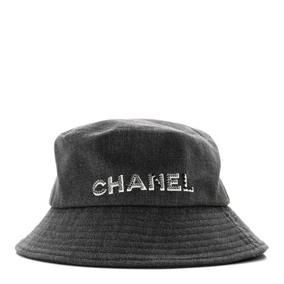 CHANEL 帽子 CHANEL Fabric Logo Bucket Hat M Grey 1255254 | FASHIONPHILE