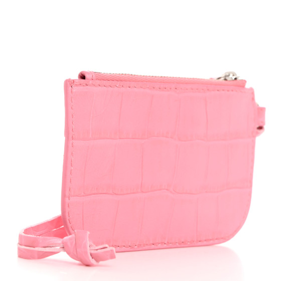 BALENCIAGA Calfskin Crocodile Embossed Le Cagole Coin Card