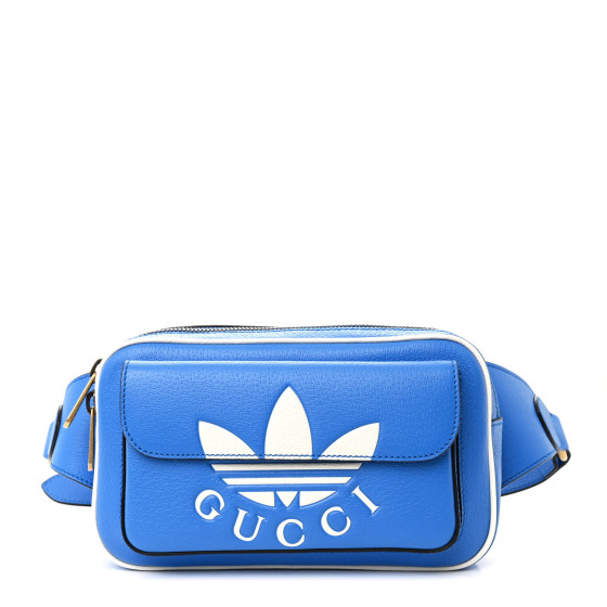 GUCCI X ADIDAS Textured Dollar Calfskin Belt Bag Blue