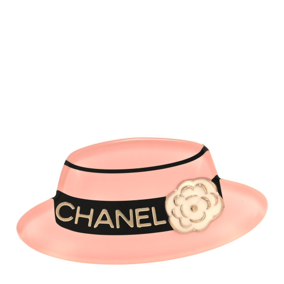 シャネルチャーム CHANEL Resin Icon Manga Hat Brooch Pink White Gold 1630607