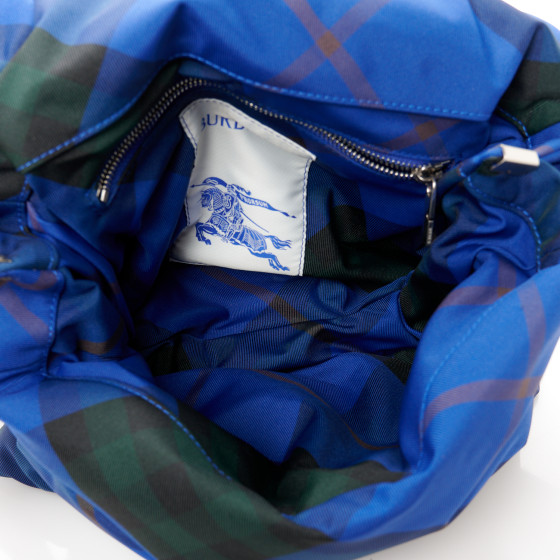 BURBERRY Nylon Pillow Check Knight Crossbody Blue 1629964