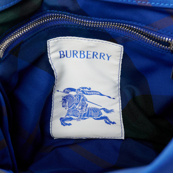 BURBERRY Nylon Pillow Check Knight Crossbody Blue 1629964