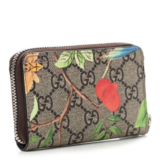 GUCCI GG Supreme Monogram Tian Zip Around Card Case Wallet