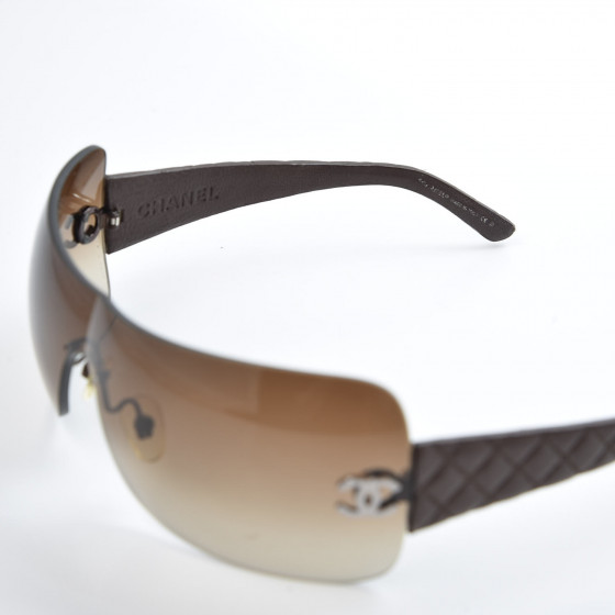 CHANEL Metallic Quilted CC Sunglasses 4157-Q Brown 583947