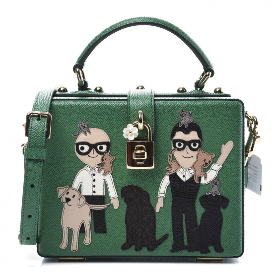 DOLCE GABBANA Dauphine Family Patch Box Bag Green 584153 FASHIONPHILE