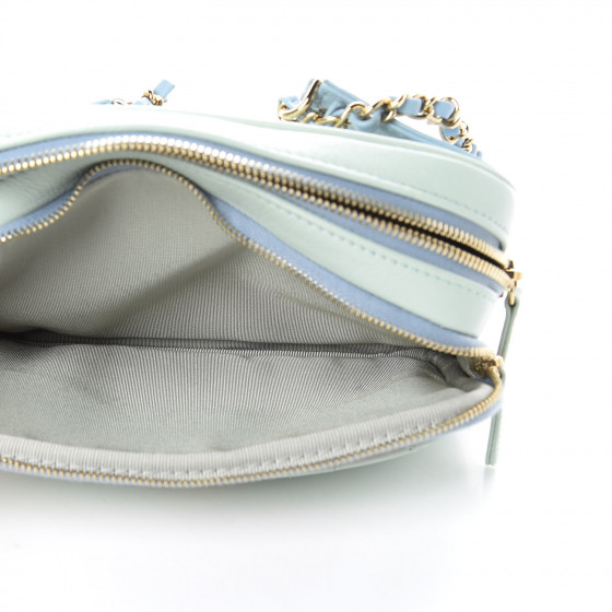 CHANEL Goatskin Quilted Waist Bag Green Blue Pink 706698