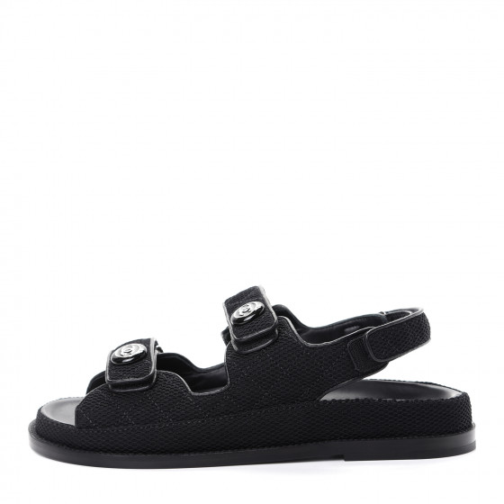 CHANEL Fabric Velcro Dad Sandals 40 Black 709767 | FASHIONPHILE