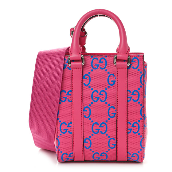 GUCCI Calfskin GG Tennis Embossed Mini Tote Bag Modern