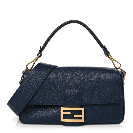 【関税&送料込】Fendi Baguette Cuoio Romano D FENDI Cuoio Romano Selleria Baguette Dark Blue 1514080