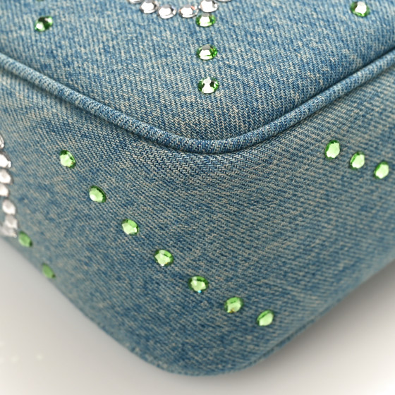 グッチ☆ショルダーバッグ ロゴ スモール デニム クリスタル GUCCI Denim Crystal Applique Small GG Marmont Shoulder Bag