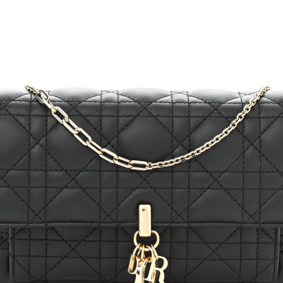 Christian Dior Chain Bag 袋付き CHRISTIAN DIOR Lambskin Cannage Lady Dior Chain Pouch Black