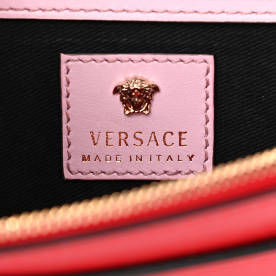 VERSACE Calfskin Medusa Wallet on Chain Crossbody Pink Red