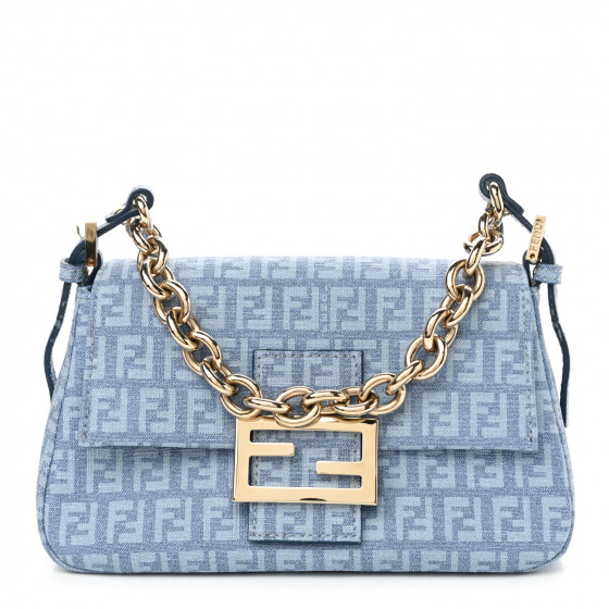 Fendi Silver/Yellow Zucchino Mini Mama Baguette Bag - 8BR180