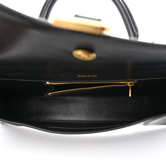 BALENCIAGA Shiny Box Calfskin Hourglass Stretch Top Handle