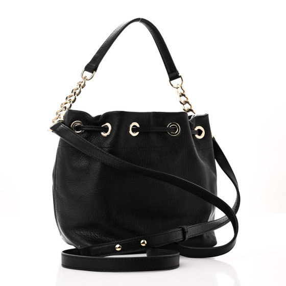 ショルダーバッグ・ポシェット jimmy choo JUNO grainy leather JIMMY CHOO Grainy Calfskin Juno Bucket Bag Black 1513494
