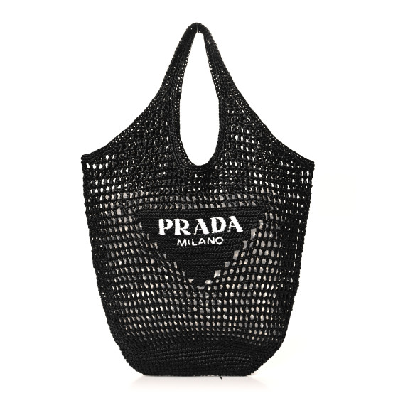 トートバッグ Prada Logo Embroidered Raffia Shopping Bag PRADA Yarn Raffia Effect Crochet Logo Embroidered Tote Bag