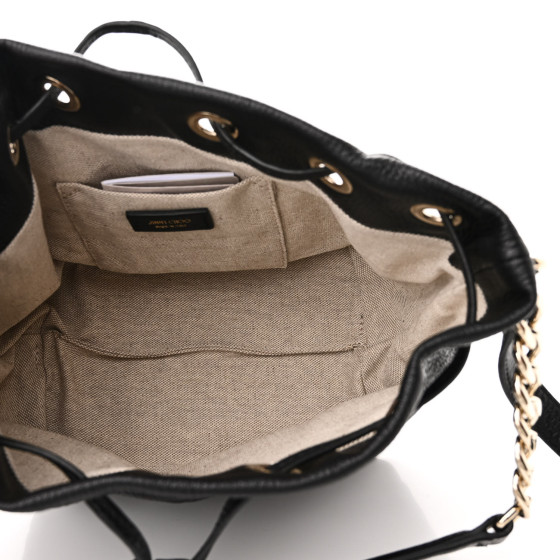 ショルダーバッグ・ポシェット jimmy choo JUNO grainy leather JIMMY CHOO Grainy Calfskin Juno Bucket Bag Black 1513494