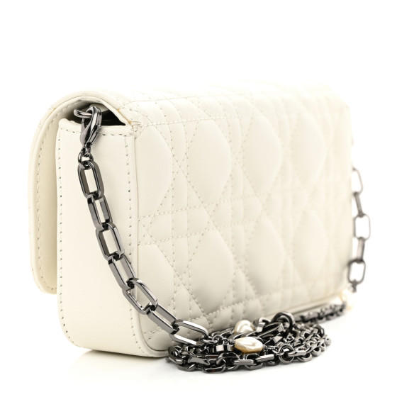 【無料郵送/関税込/正規品】 Dior Lady Phone Pouch Latte Canna CHRISTIAN DIOR CHRISTIAN DIOR Calfskin Cannage Lady Dior