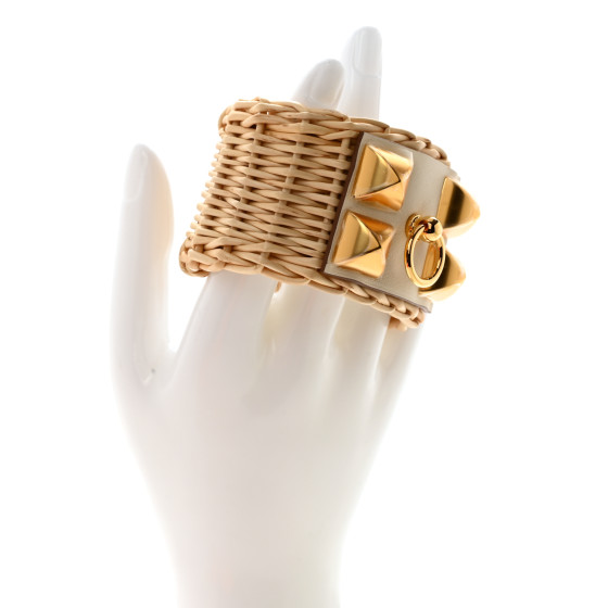 HERMES Wicker Swift Medor Picnic Cuff Bracelet T2 Nata