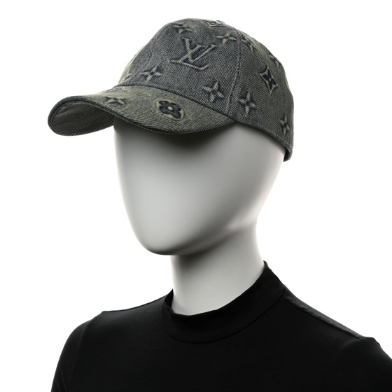 LOUIS VUITTON Monogram Washed Denim Cap L Blue 1514851