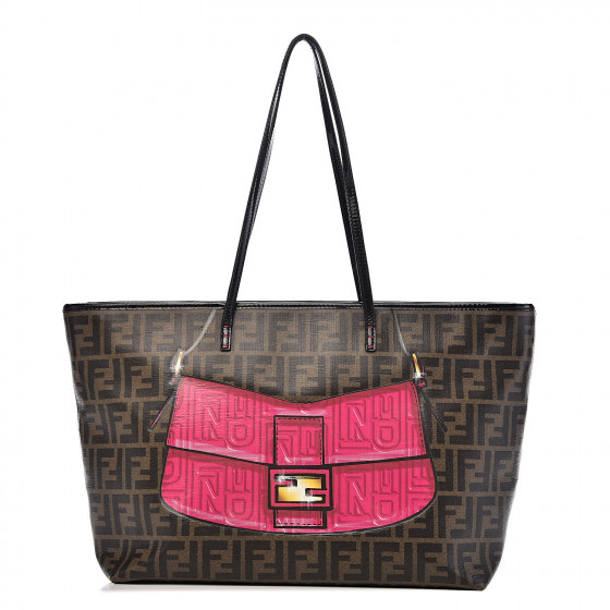 FENDI Zucca Spalmati Patent Baguette Print Medium Roll Tote
