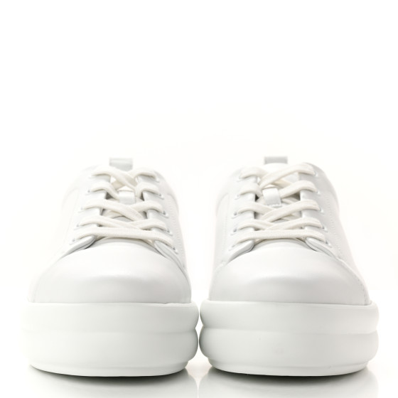 HERMES Calfskin Womens Happy Sneakers 37.5 White 1280431