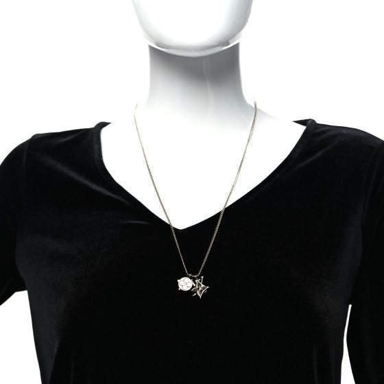 LOUIS VUITTON Metal LV Instinct Necklace Silver Gold 1272433
