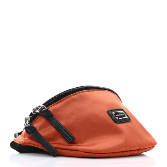 【送料&関税込】Dolce & Gabbana Nylon Belt Bag Small nylon belt bag with rubberized logo in Black for Men